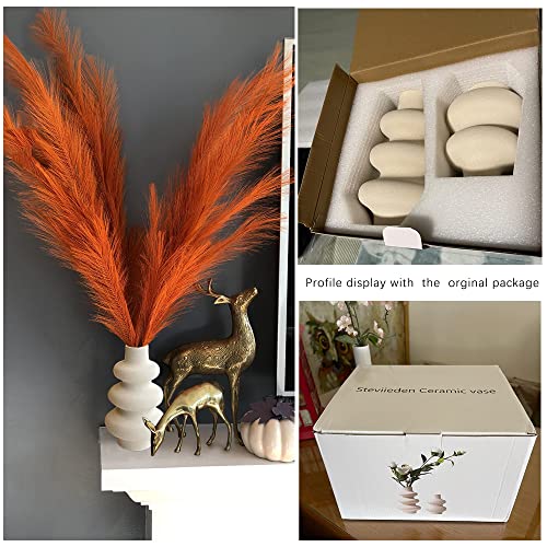 Steviieden 001 Ceramic Vases Set 2, Modern Home Decor,Off White Round Vases,Modern Dried Flower Vases, Boho Home Decor For Centerpieces Wedding Dinner Table Party Living Room Office Bedroom thumb #4