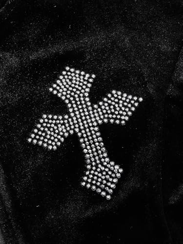 Floerns Women's Gothic Zip Up Velvet Jackets Drawstring Long Sleeve Crop Hoodies3