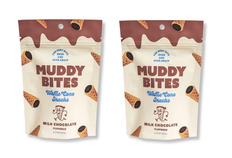 Muddy Bites Chocolate Waffle Cones (2 Packs, Milk Chocolate)