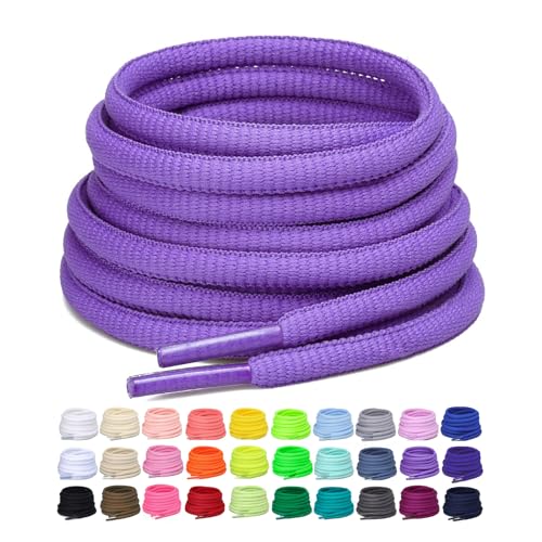 Image of 2 Pairs Oval Athletic Shoelaces 33 Colors 1 /4 inch Half Round Shoe Laces for Sneakers