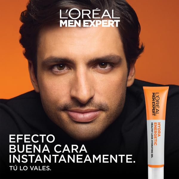 Miniatura 2 de L'Óréal Paris, Men Expert Hydra Energetic, Gel Hidratante, Hidratación 24H, con Vitamina C, para una Piel de Apecto Saludable, Realza el Tono Natural del Rostro, Aporta Luminosidad al Instante, 40ml