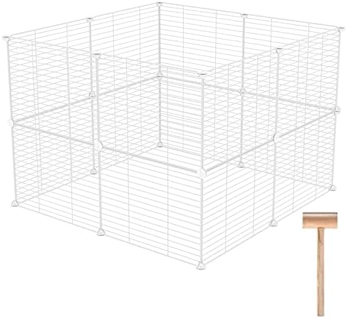 C&AHOME Pet Playpen, 16 PCS Train Small Animals Provides, Playpens Cage, Moveable Yard Fence Indoor, Splendid for Guinea Pigs, Pet Pet Merchandise, DIY Metallic Yard Fence, 12″ × 15″