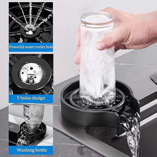 Image of HAPPY HOMES (30x18x9) inch Kitchen Sink with Honeycomb Integrated Waterfall and Pull Down Faucet with Metal Tray & RO Tap, Fruit Basket and Complete Accessories (ESSENTIAL)