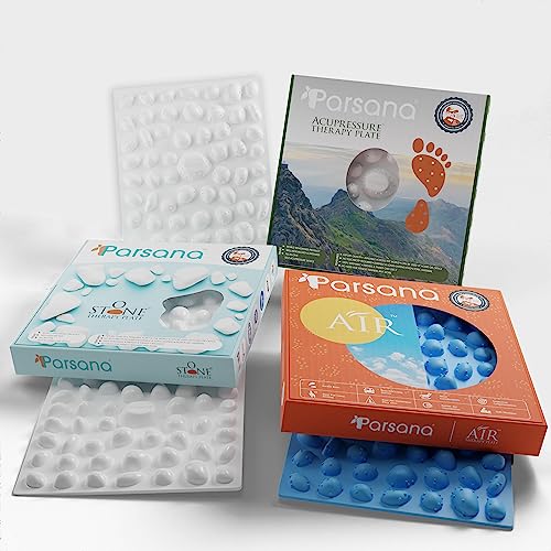Image of Parsana Combo of Stone Therapy Plate + Acupressure Therapy Plate + Air Therapy Plate /Acupressure Tool /Manual Acupressure Foot Massager /For Better Air Circulation, Improves Concentration /Pack Of 3