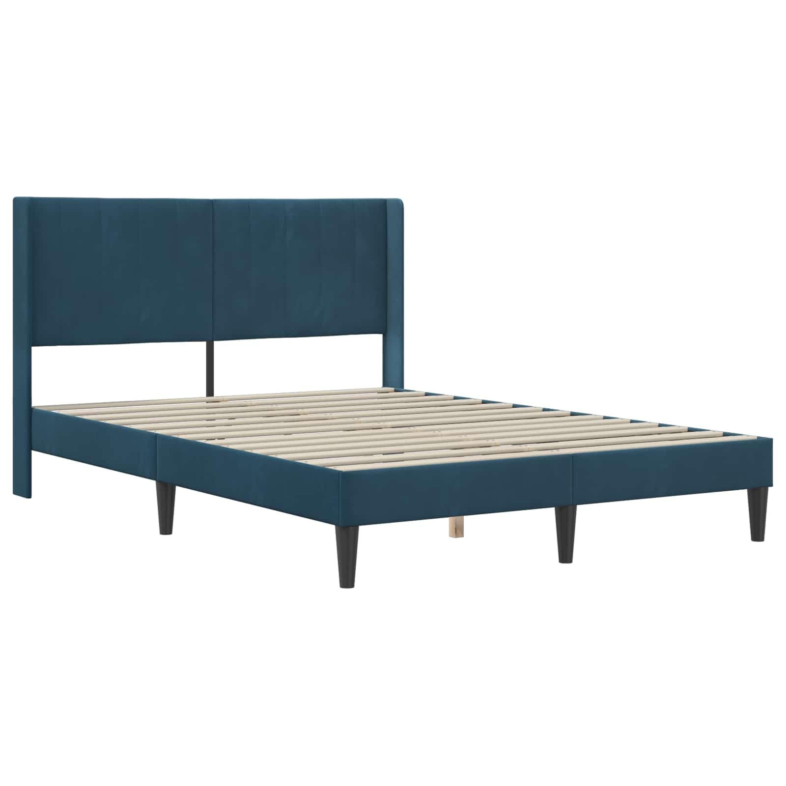 vidaXL Rama łóżka z materacem niebieski 140 x 190 cm Welur