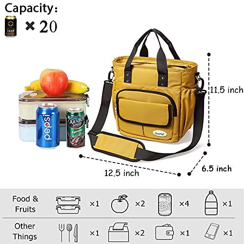 Scorlia Extra Large Leakproof Insulated Lunch Bag, Yellow