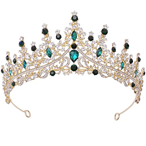 Milisente couronne princesse en alliage kc pour mariage diadème anniversaire demoiselle (vert) Cover