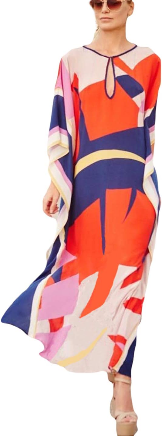 AILUNSNIKA Women Loose Kaftan Swimsuit Cover Up Beach Long Casual Caftan Dress