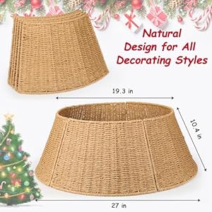 Christmas Tree Collar, 27 Inch Handmade Woven Rattan Base Cover for Christmas Tree, Farmhouse Christmas Tree Skirt Tree Ring Rustic Holiday Decorations Christmas Home Decor Christmas Tree Collar 27 Inch Handmade Woven Rattan Base Cover for Christmas Tree Farmhouse Christmas Tree Skirt Tree Ring Rustic Holiday Decorations Christmas Home Decor