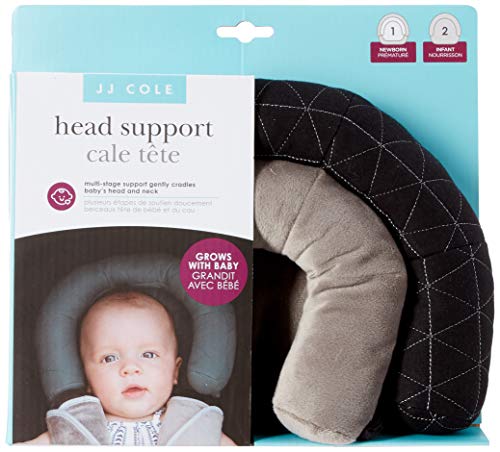 JJ Cole - Head Support, Newborn Head and Neck Support for Car Seat and Stroller, Designed to Adjust with Age, Grey Herringbone, Birth and Up