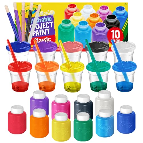 The Mega Deals Kids Painting Set – Washable Non-Toxic Finger Paints (10 Colors of 2 oz) with 10 Paint Cups & 10 Brushes Mess-Free Toddler Art Supplies Painting Kit for Kids Gift Bundle