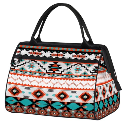 Borsone da viaggio etnico tribale geometrico per donne uomini 24L borsa etnica per fine settimana sportiva tote palestra viaggi pernottamento weekend Colore 24L UK Organizer per