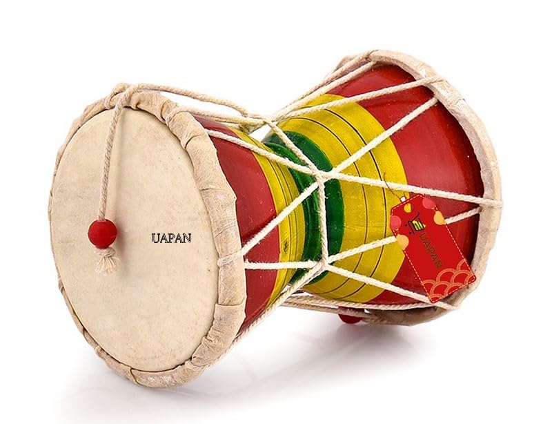 Image of UAPAN Damru Indian Musical Instrument /Pooja Articles /Home Decor & Kids Toys(5 inch)