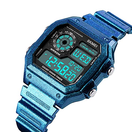 Image of PASOY Men's Digital Multi-Function Watches Dual Time Alarm Stopwatch Countdown Backlight Waterproof Watch
