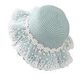 Eimmabey ガールズ 麦わら帽子 キュート 夏 アウトドア ビーチ 広いつば, ミント, 2-7 Years