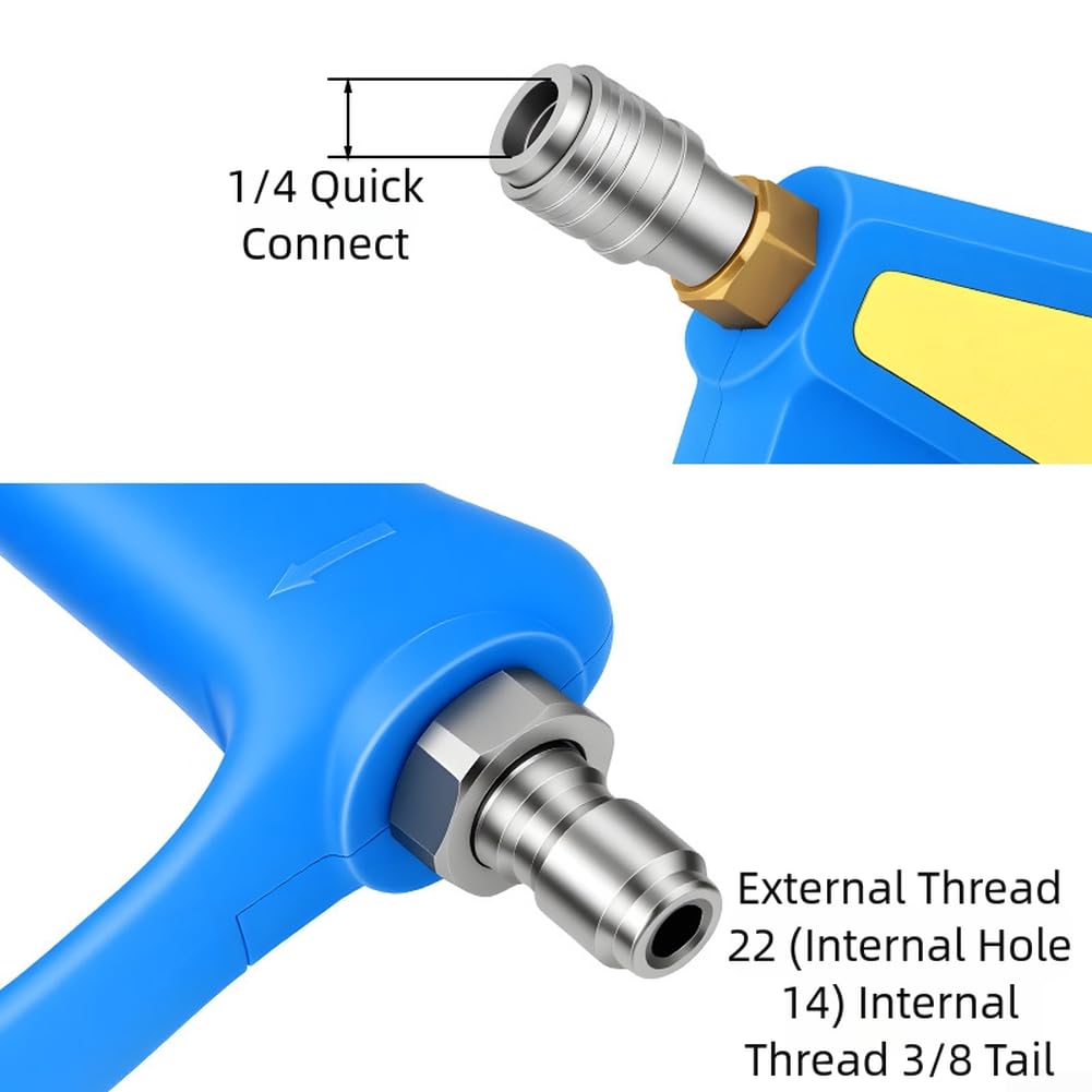 Ugello per idropulitrice in ottone con 350 bar e 5000 psi per autolavaggio auto autobloccante per attacco rapido leva ergonomica blu