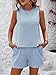 Kioxiuin 2 Piece Sets for Women 2024 Casual Summer Twisted Stripe Sleeveless Tops and Shorts Romper with Pockets,Sky Blue,M