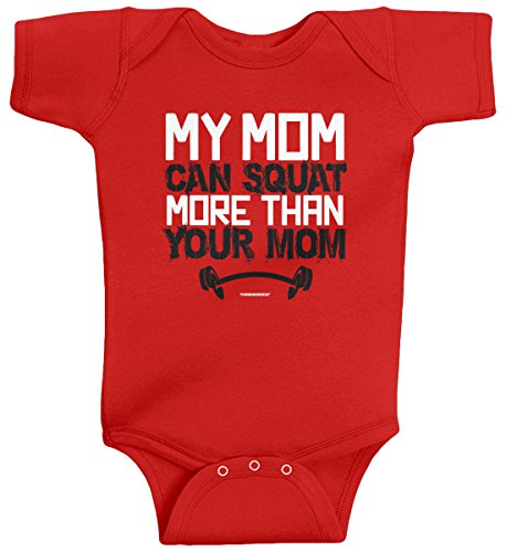 Threadrock Baby Boys' My Mom Can Squat More Than Your Mom Infant Bodysuit 6 Months Red