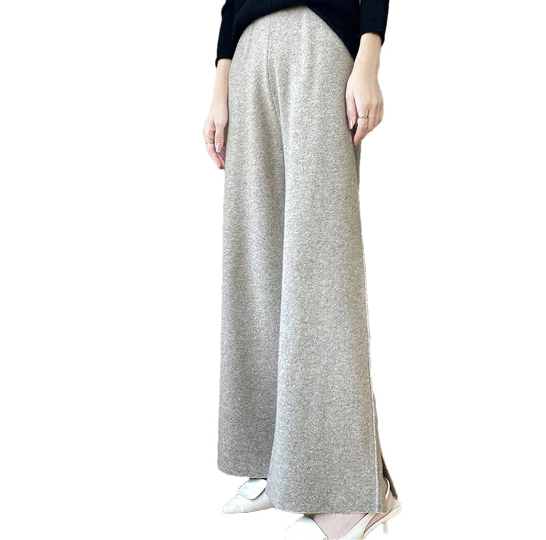 Pantaloni casual a gamba larga con vita in lana merino Rlastic Pantaloni invernali in lana, Ben Zi, S