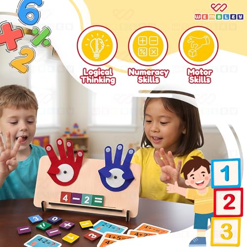 Image of Wembley Educational Math Learning Toy for Kids 3-5 Years | Montessori Toys with Foldable Finger Counting Hands | Number Blocks Counting Game | Learn Addition & Subtraction | Gift for Boys & Girls