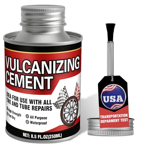 Chemical Vulcanizing Cement Waterproof Tire Repair Glue 8.5 FL.Oz Fast Drying Rubber Adhesive with Brush Top Clear and Durable Ideal for Car Motorcycle Bike
