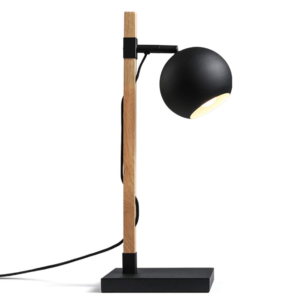 LEIMING Modern minimalist wrought iron table lamp solid wood lampshade bedroom warm bedside lamp study