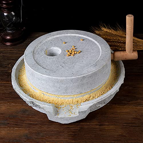 Molino de Mano de Granito con Marco de Madera, Amoladora Manual de Especias de Grano de café, núcleo de Acero Seguro 304, mortero de Piedra fácil de Limpiar para Cocina y decoración del hogar