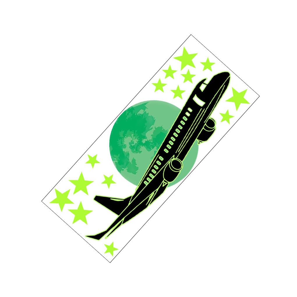 SKKWJEGE Luminous Wall Sticker Decorative PVC Decal Bedroom Living Room Glowing Wallpaper Household Moon Aircraft Decoration Green, Green Light