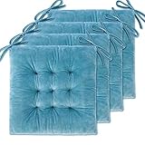 4 Pack Seat Cushion / Chair Cushion Pads for Dining Chairs, Office Chair, Car, Floor, Outdoor, Patio，Machine Wash & Dryer Friendly (Flannel 16'×16', Light Blue)