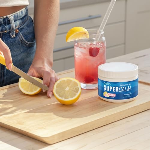 Image of Nello Supercalm Powdered Drink Mix Tub, Cortisol Reducer*, Sleep Aid Supplement, L Theanine, Ksm-66 Ashwagandha, Magnesium Glycinate, Vitamin D 3, No Sugar, Non GMO, 30 Ct, Raspberry Lemonade