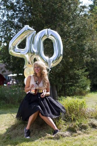 Image of 50 Balloon 40 inch Silver Number Balloons for 50 Birthday Party Decorations | Saturated Color, Large 40 in, With Straw & Hanging Hole, For Graduation Season, Thanksgiving, Anniversary, Christmas