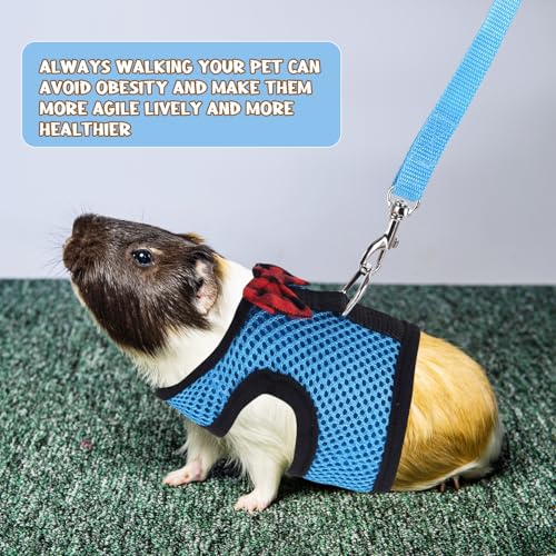 Image of Guinea Pig Harness and Leash, Guinea Pigs Harness, Guinea Pig Leash, Hamster Harness can be Adjusted to Any Size Soft Mesh Harness Leash with Bow for Decoration (2packs)