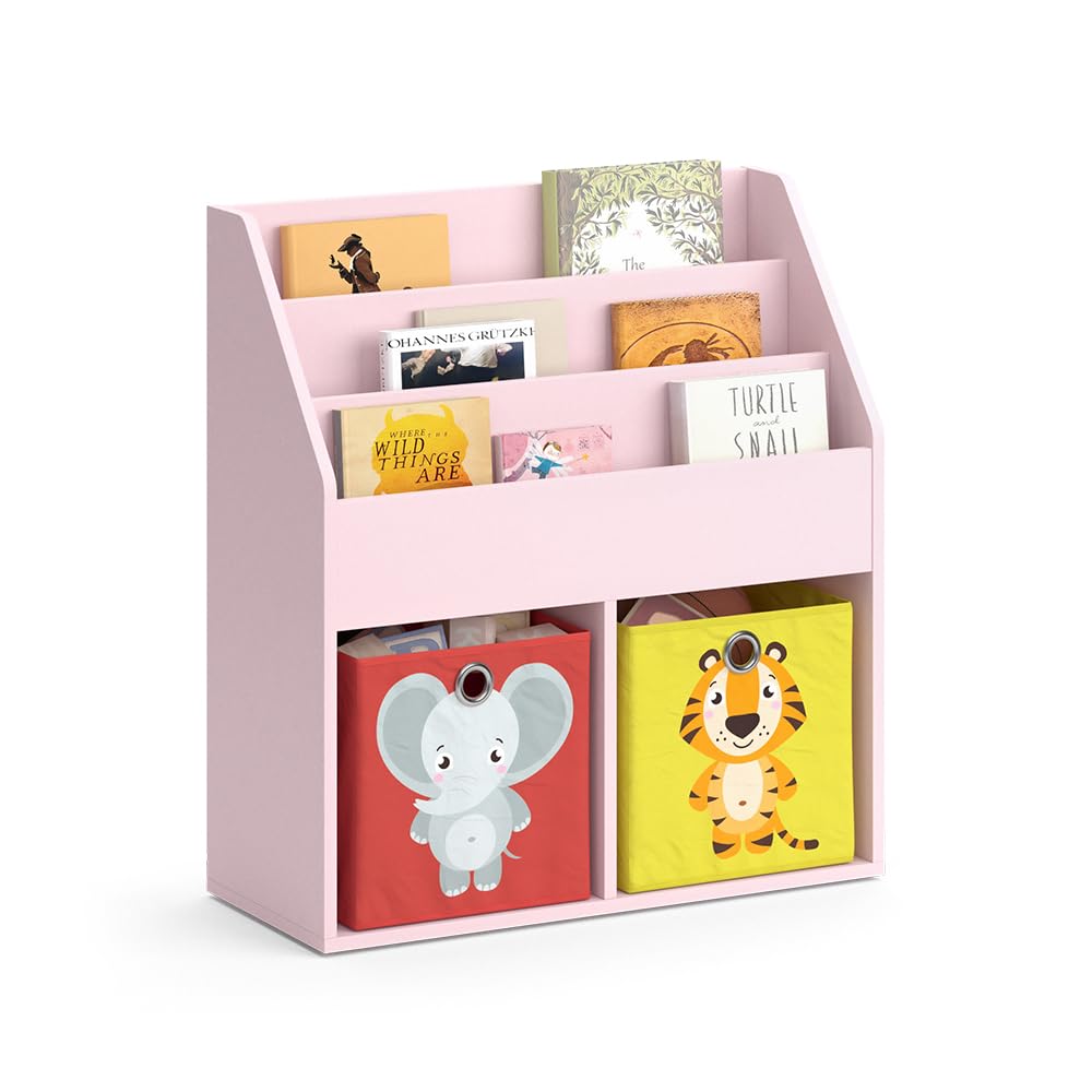 Vicco Libreria bambini Luigi, rosa, 72 x 79 cm Senza box pieghevole, combinabile per riporre libri e giocattoli