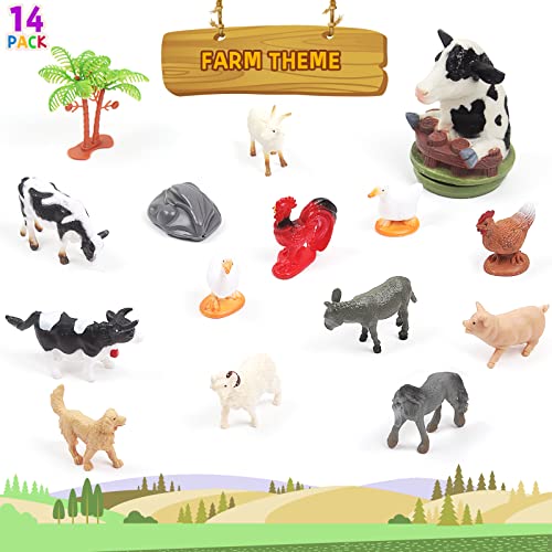 UNIQUE KIDS Mini Animals Figurine Creatures in Tube 6 assorted Set | Realistic Tiny Little Animals for Sensory Bin, Birthday Party Favor, Toddler 3-5