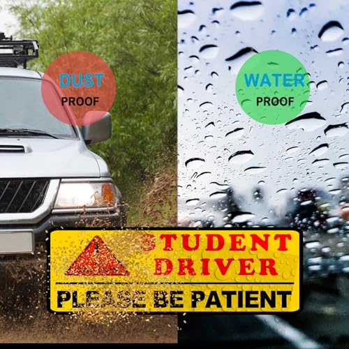 Image of 3 Pack Student Driver Magnet for Car, Magnetic Student Driver Sign for Vehicle, Reflective Warning Bumper Sticker Magnet Sign for New Driver, 10 inch x 4 inch (YELLOW)