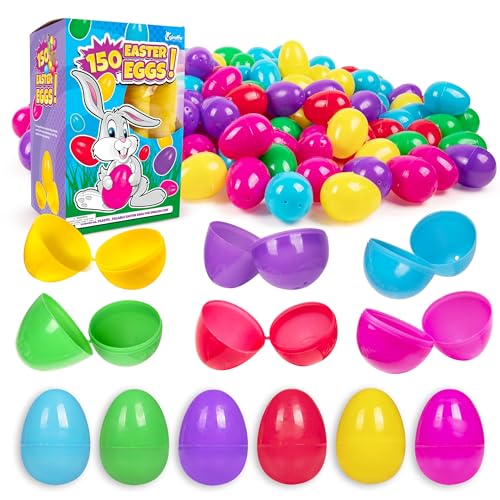 Giraffe 150 Pack Fillable Easter Eggs Bulk Multi Color Empty Plastic Eggs for Kids - Easter Basket Stuffers for Kids Egg Hunt Prizes Party Favors Classroom Prizes Treasure Box Toys