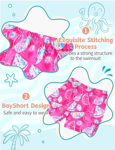 Image of TENVDA Girls Rash Guard Swimsuit Long Sleeve Bathing Suits with Shorts for 3-12 Years Old Kids