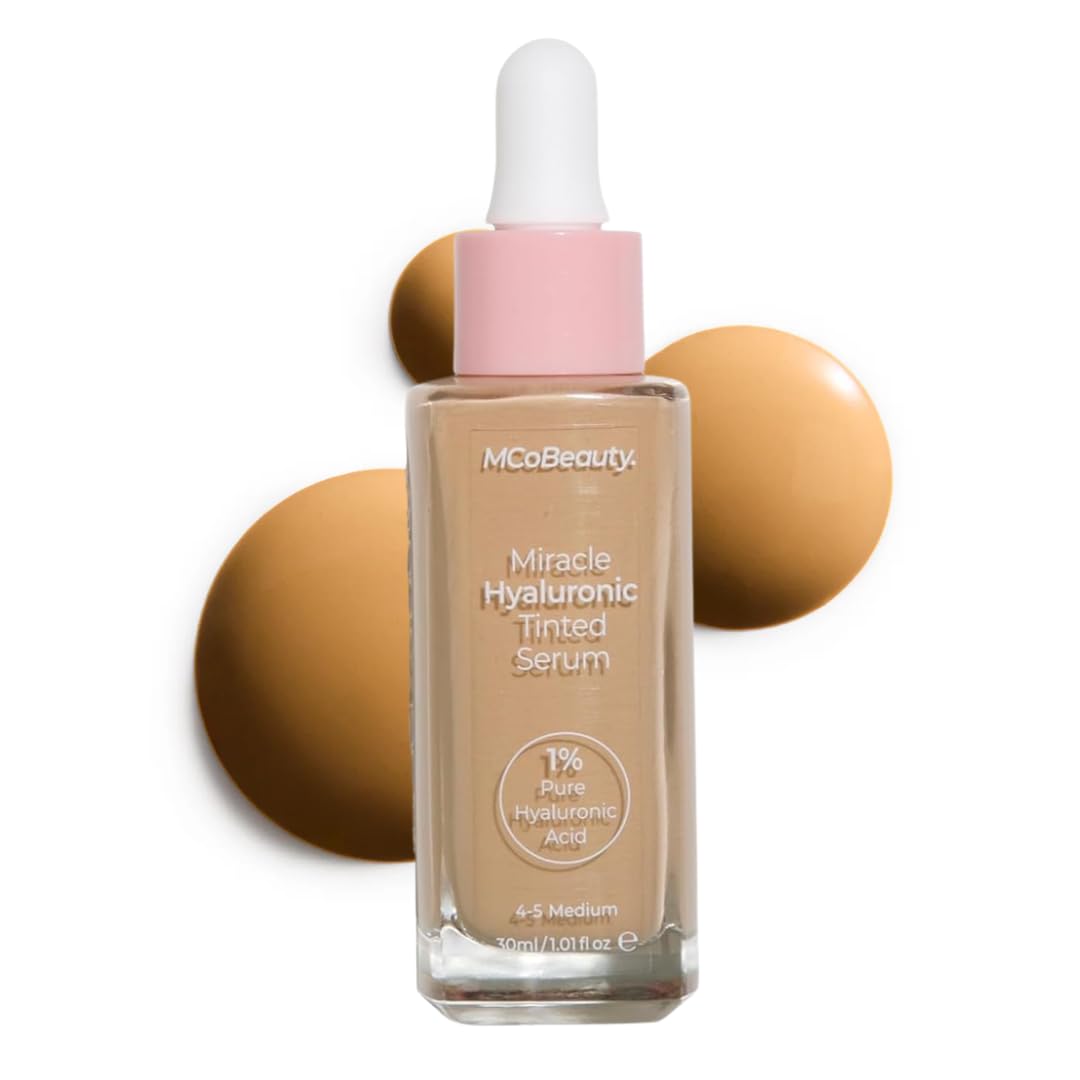 MCoBeauty - Miracle Hyaluronic Tinted Serum - 4-5 Medium - Skincare-Infused Hydrating Skin Tint with Hyaluronic Acid - Buildable & Medium Coverage Moisturizing Serum Foundation - Cruelty Free