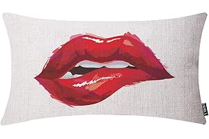 EKOBLA Sexy Biting Lips Farmhouse Decorative Cushion Case for Sofa Couch Bed