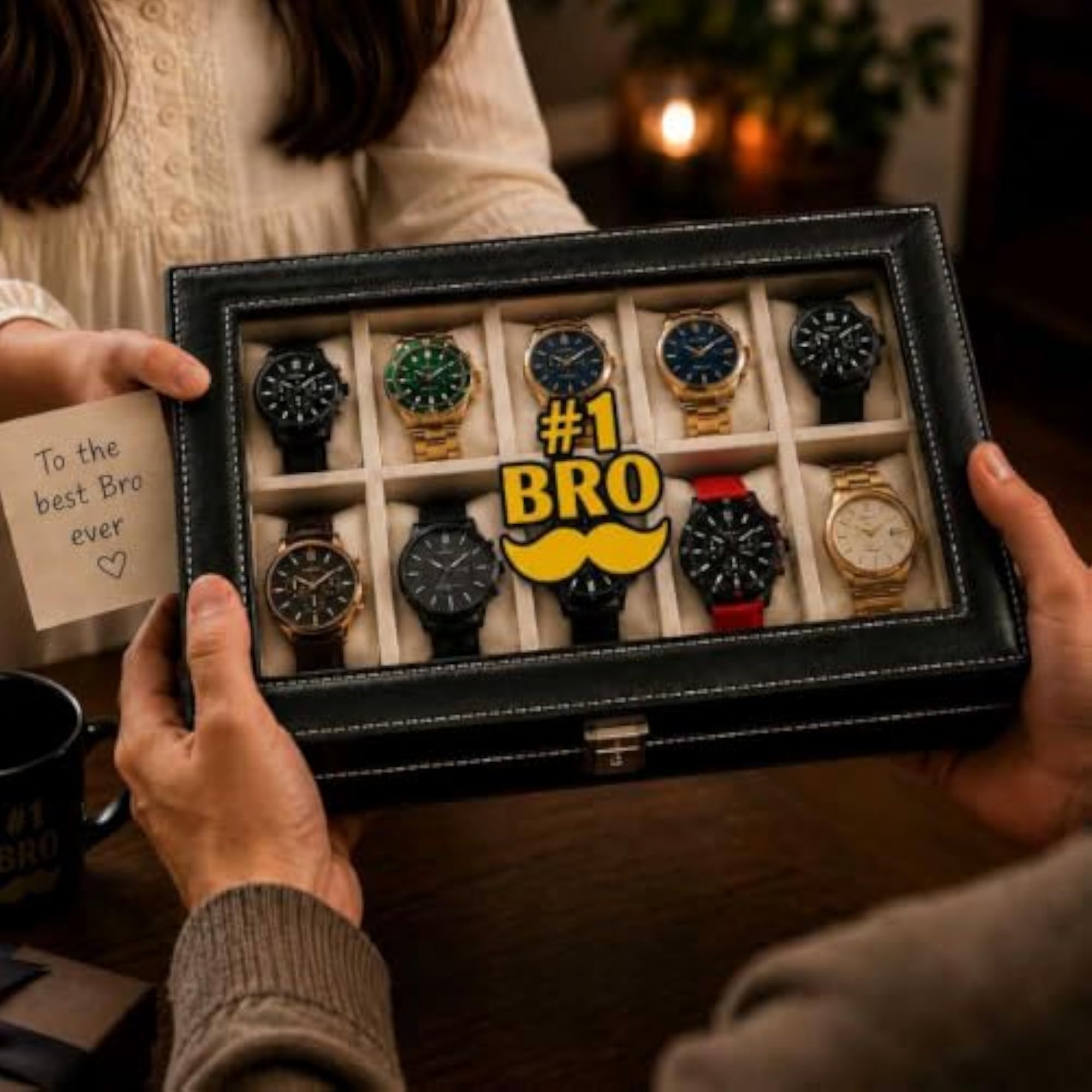 Watch Box Organizer for Men, 10 Slots