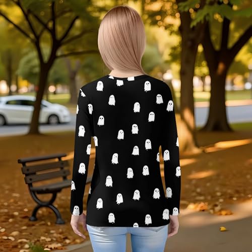 Girls' Long Sleeve Graphic Tee Halloween Cute Print Soft Crewneck Pullover Comfortable Casual Shirt for Kids3