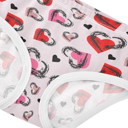 Little Girl Underwear Toddler Panties Kids Undies Valentine's Hearts Soft Cotton Briefs 2T-8Y4