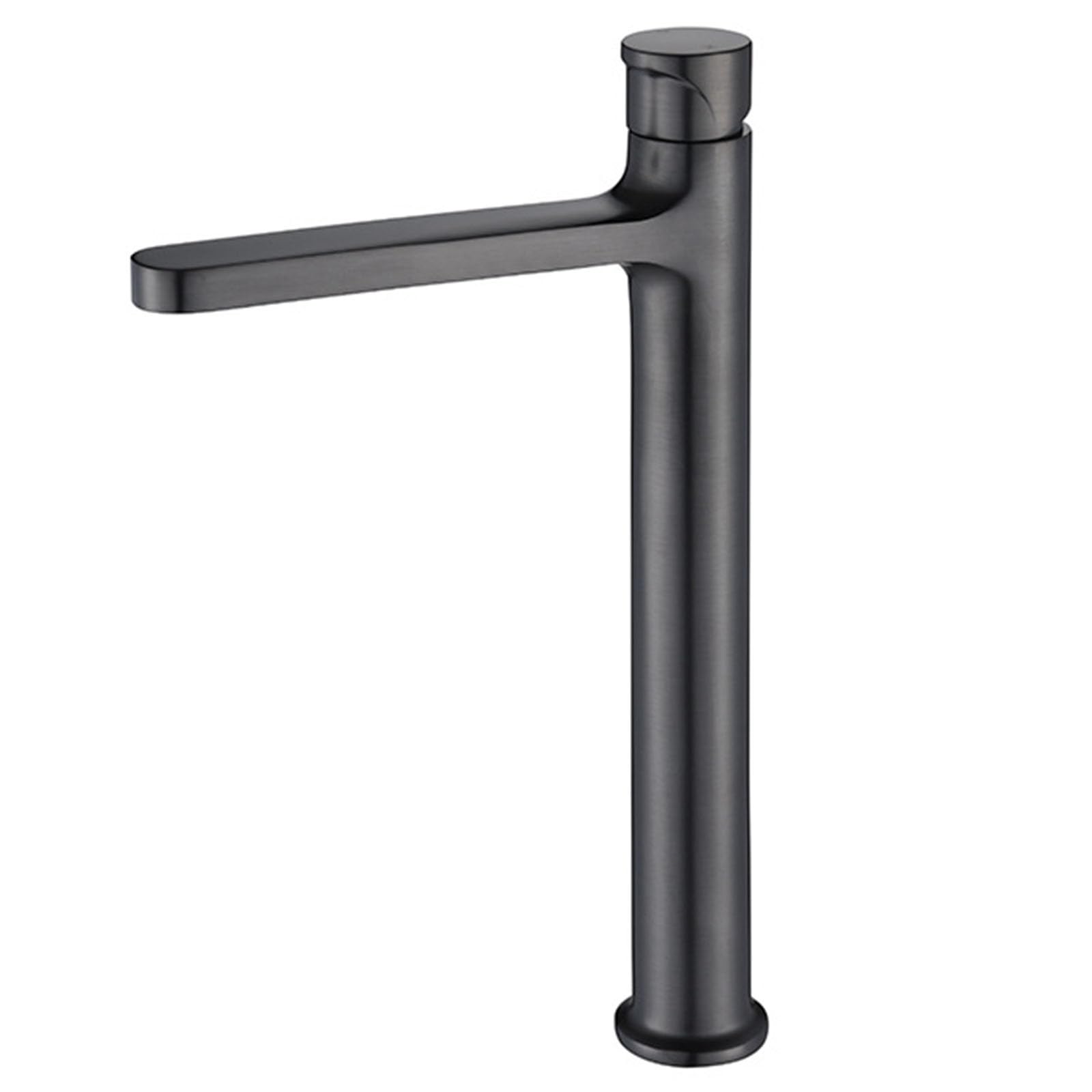 Nfusrxmbk Gun Gray Bathroom Sink Mixer Taps 1 Hole With Round Handle Basin Tap Hot And Cold Water Gray High