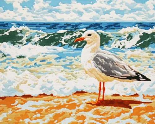 Point de croix oiseaux sur la plage kit de broderie pour s'évader chez soi