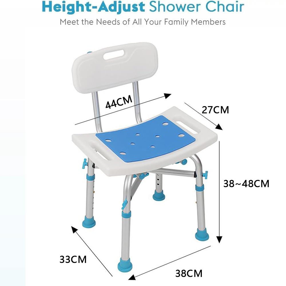 NEWFUN Taburete Ducha para Mayores, Silla de Ducha Antideslizante y Regulable en Altura, Taburete de Ducha Antideslizante, Montaje Sin Herramientas, 200 KG