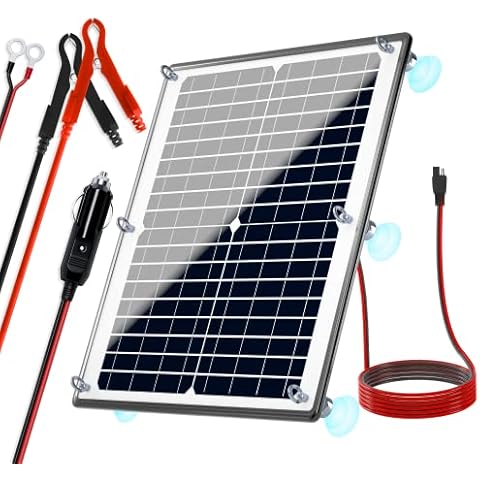POWOXI Solar Panel, 12V 20W Magnetic Solar Battery Charger Maintainer, Bult-in Intelligent Charge Controller, Waterproof Solar Trickle Charger Alligator Clip for Car RV Motorcycle Marine, etc Cover