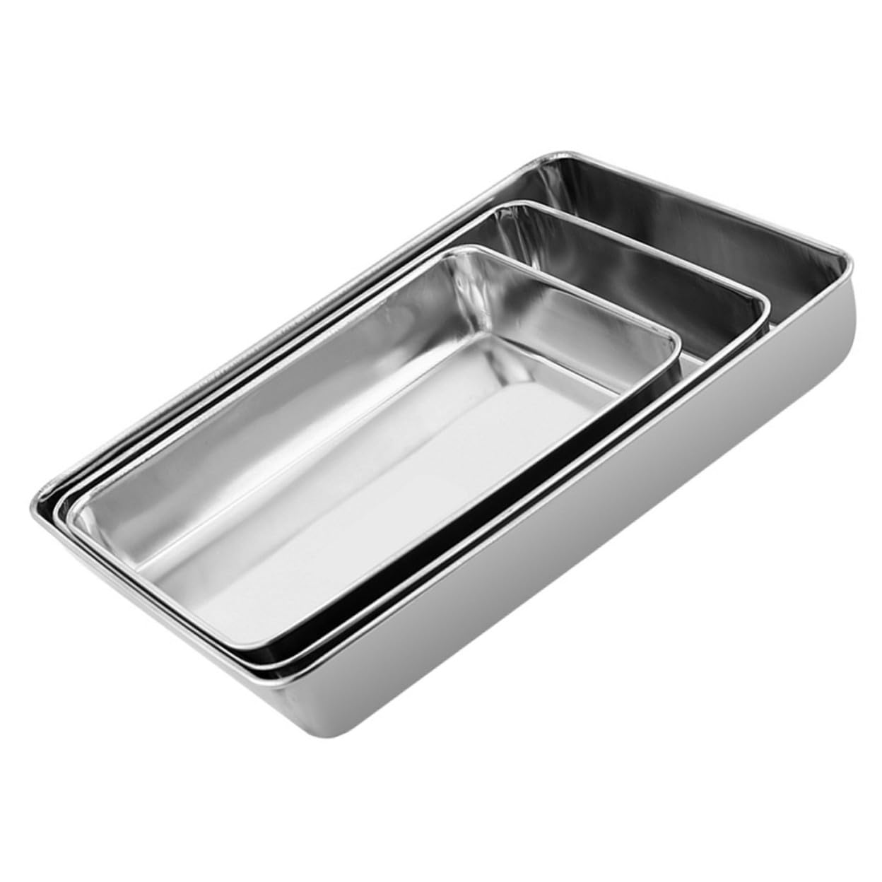 3 Piezas Bandejas de Acero Inoxidable con Profundo para Barbacoa Horno y Organización de Alimentos Aptas para Cocina y Buffet