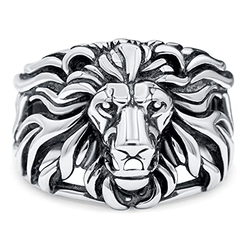 Blue Apple Co. Sterling Silver Size-7 Lion Head Ring Oxidized