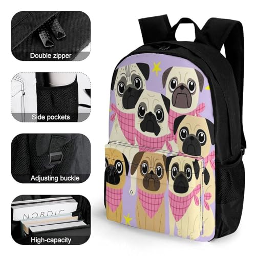 Supdreamc Backpack Anti-Theft Multipurpose Large Capacity Carry On Bag - Funny Cartoon Bulldog Camping Outdoor Backpack With Side Pockets3
