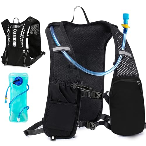 BananaHome Running Vest for Women Men Lightweight Hydration Backpack Pack with 2L Water Bladder Bag Hydro Daypack for Hiking Trail Skiing Camping Cycling Race Marathon (BLack)